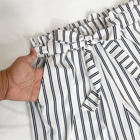 Women Pants Medium Striped Polyester Tie waist ruffles Urban Heritage - Picture 5 of 13